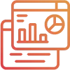 Icon showing two overlapping documents with bar and pie charts representing risk management data.