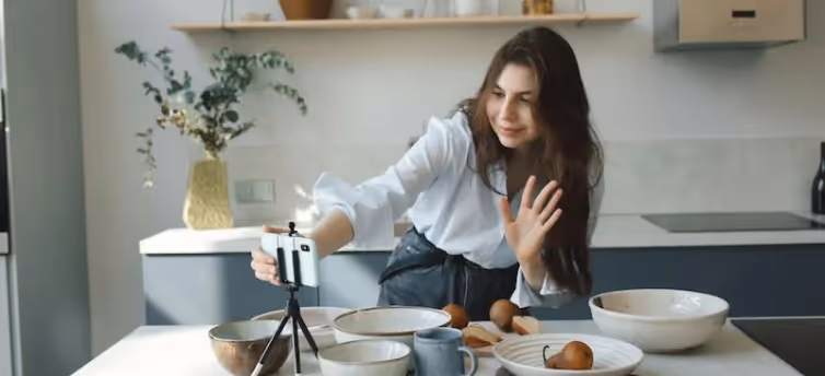 Influencer with products