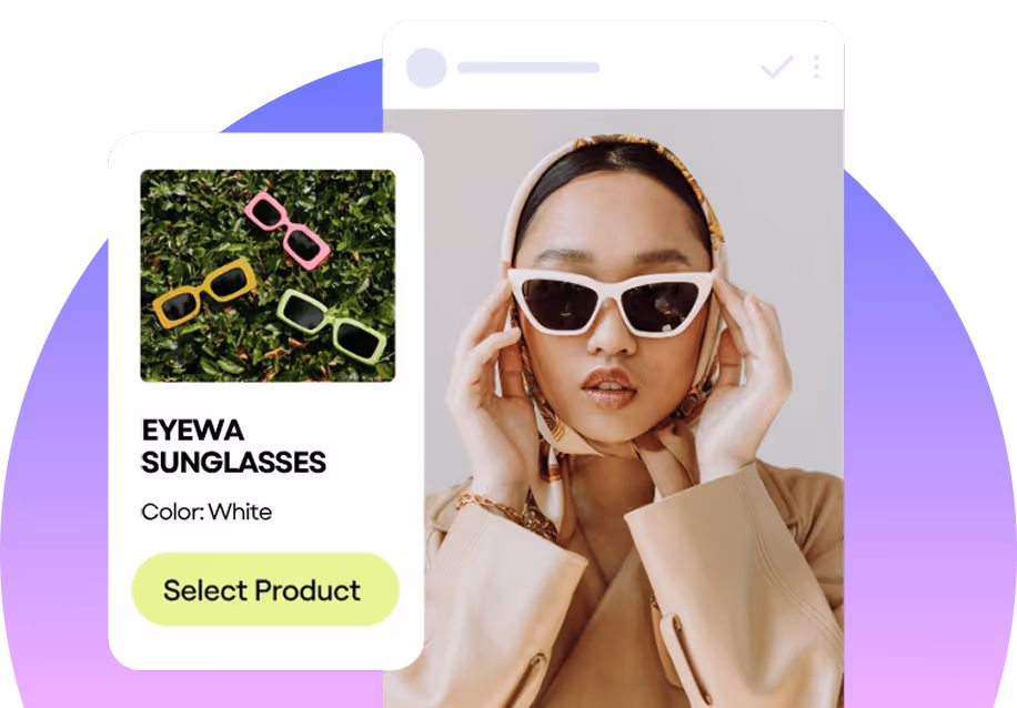 Influencer and product screenshot