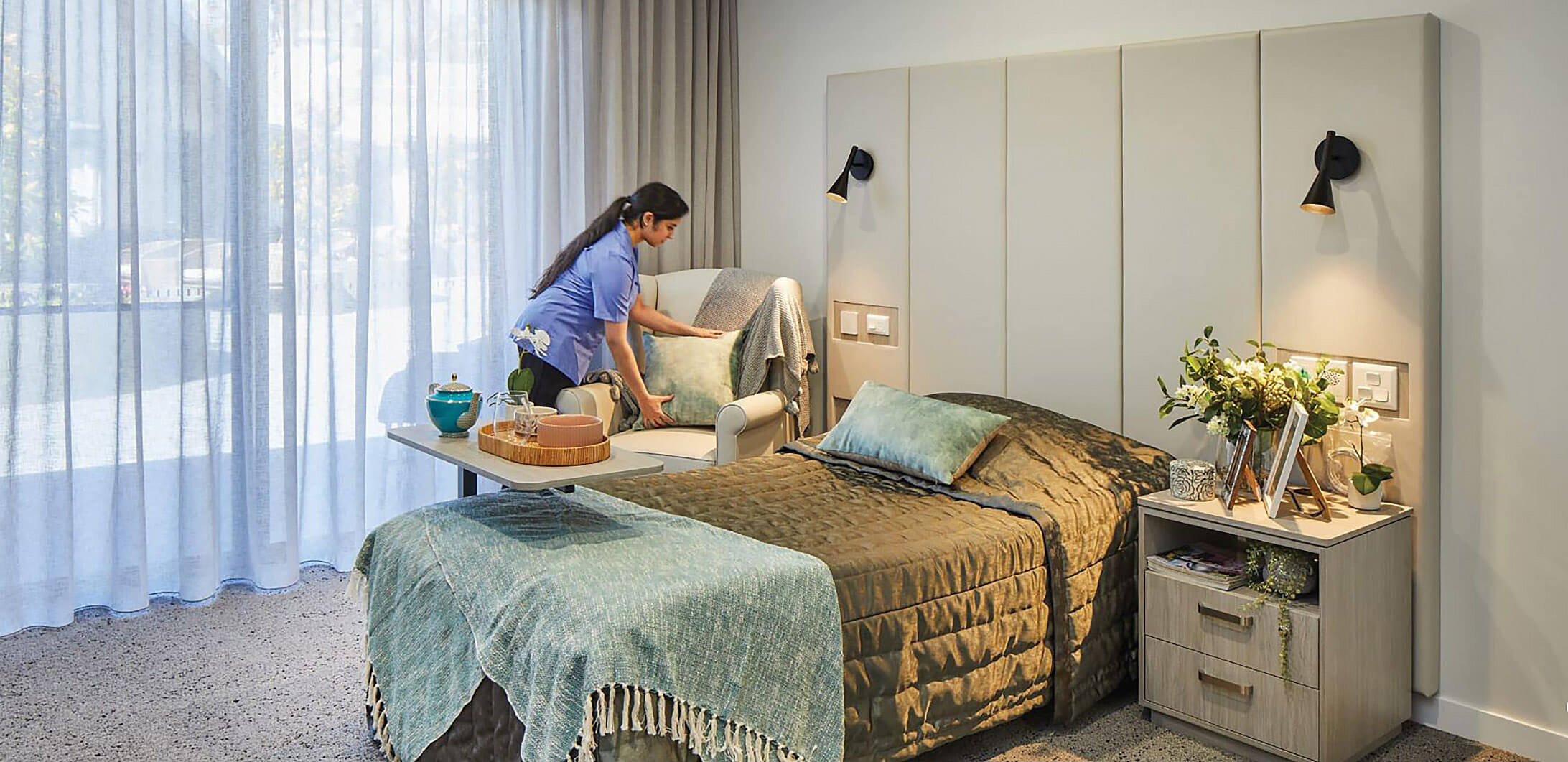 Bedspreads at an Aged Care Centre