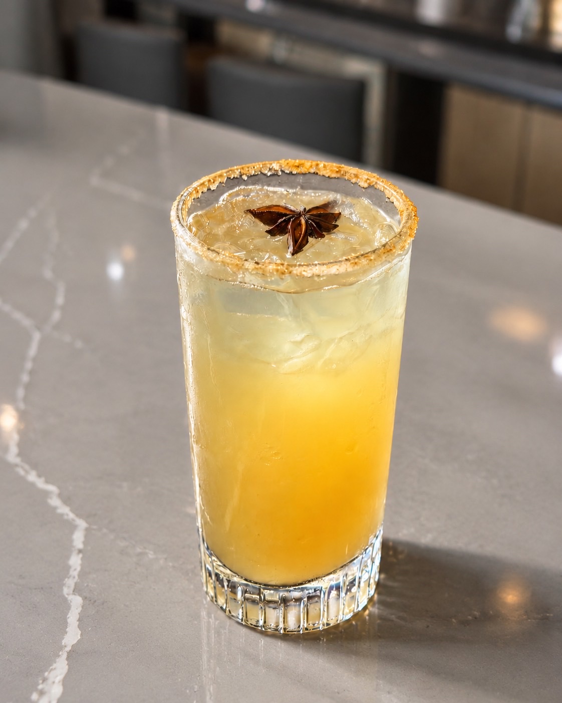 The 1800 Tequila cocktail with a cinnamon-sugar rim at Sisters Tysons