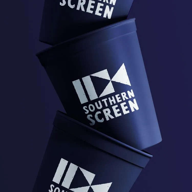 Southern Screen logo shown on cup