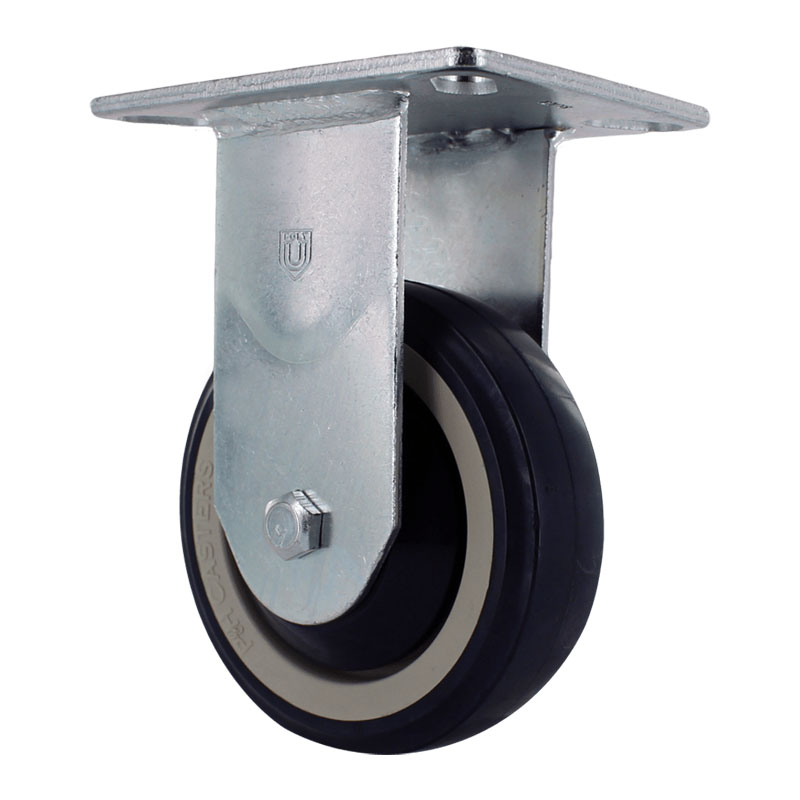 Plate Rigid Caster with Four Inch Poly Wheel Angle1