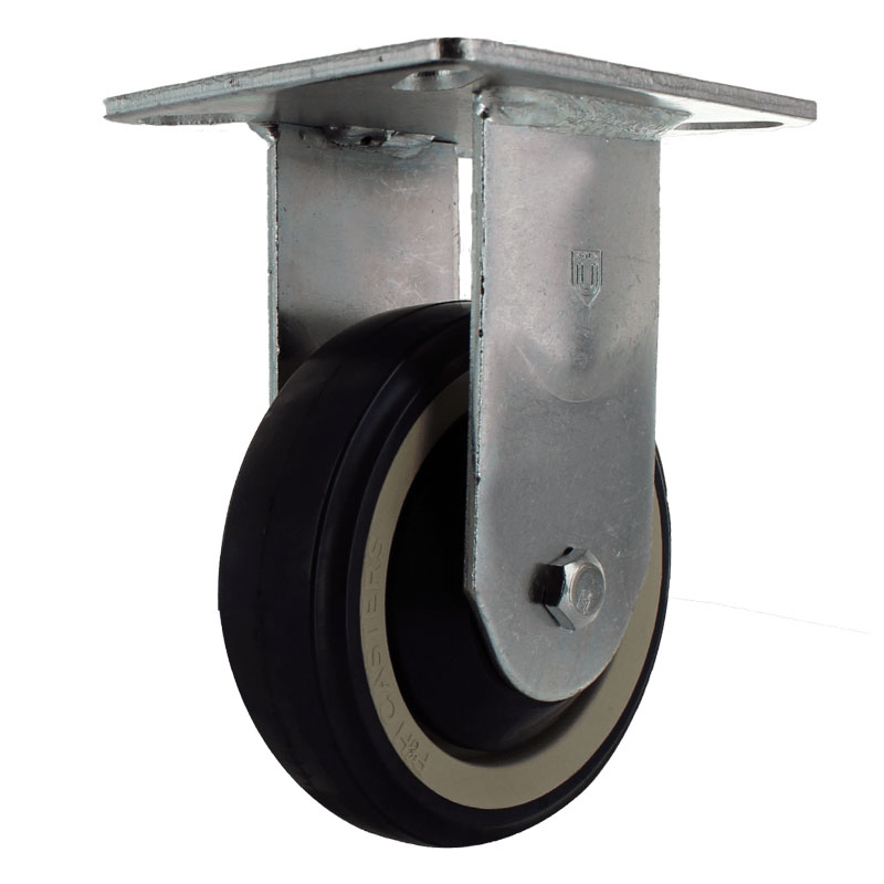 Plate Rigid Caster with Four Inch Poly Wheel Angle2