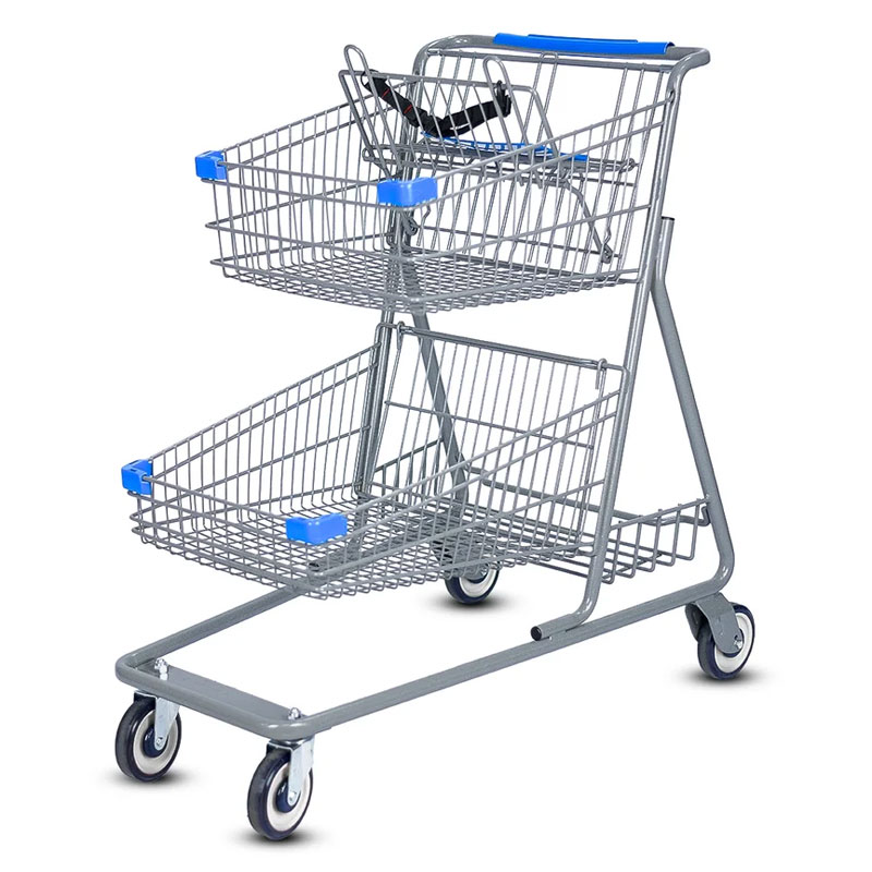 5640 Two Basket Large Shopping Carts with lower back tray