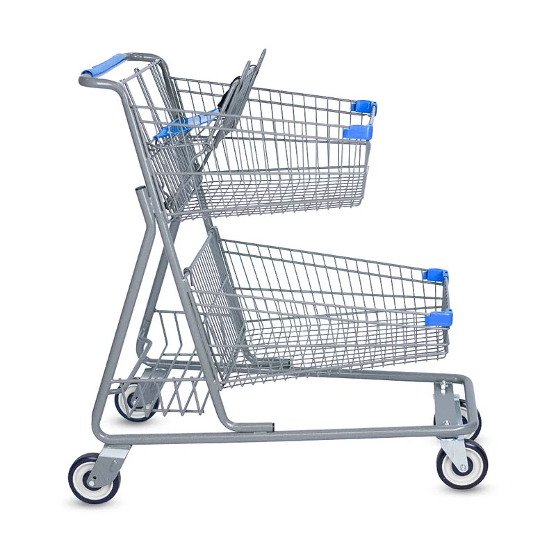 Model 5640 Two Basket Shopping Cart Side View