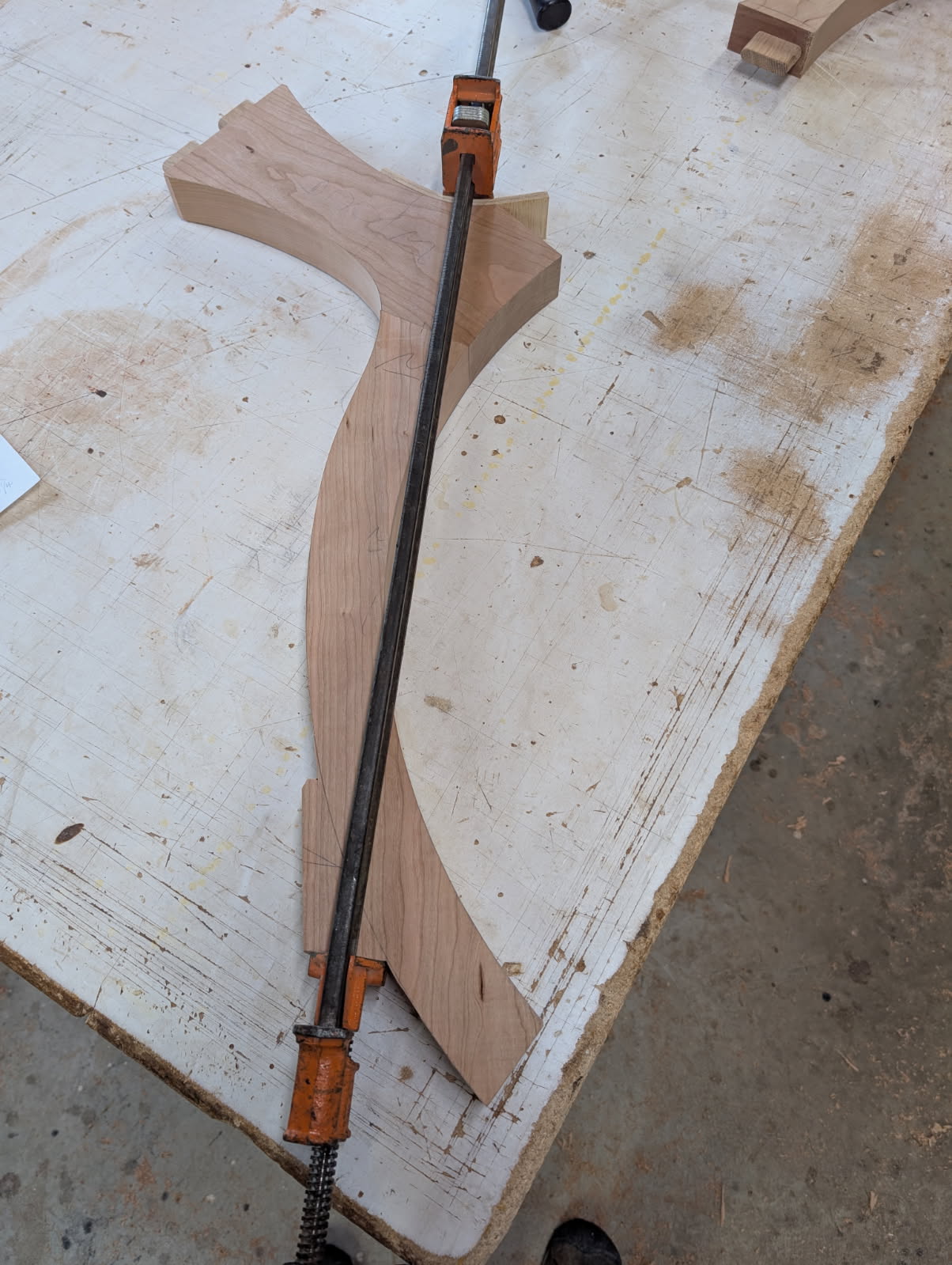 Leg to post glue-up showing "nub".