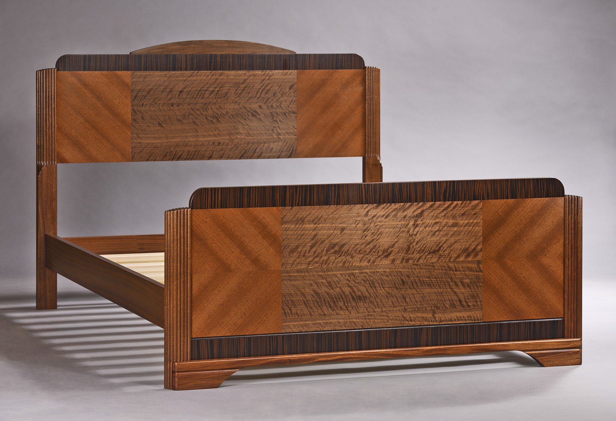 Mahogany frame with Makore, Walnut and Macassar ebony panels.
