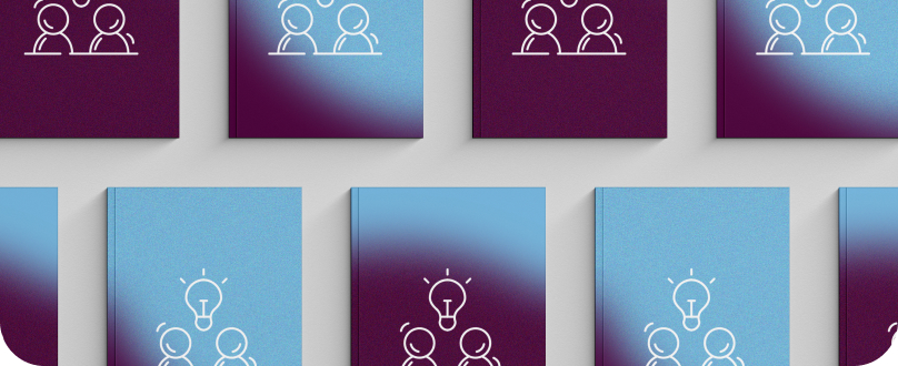 Rows of cards showing people and lightbulb icons
