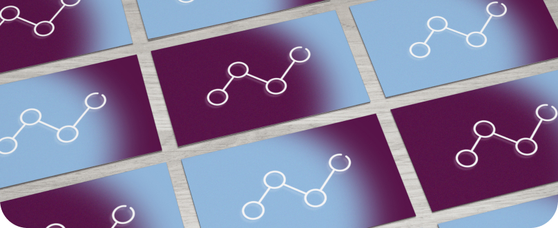 Rows of cards showing a connected line graph