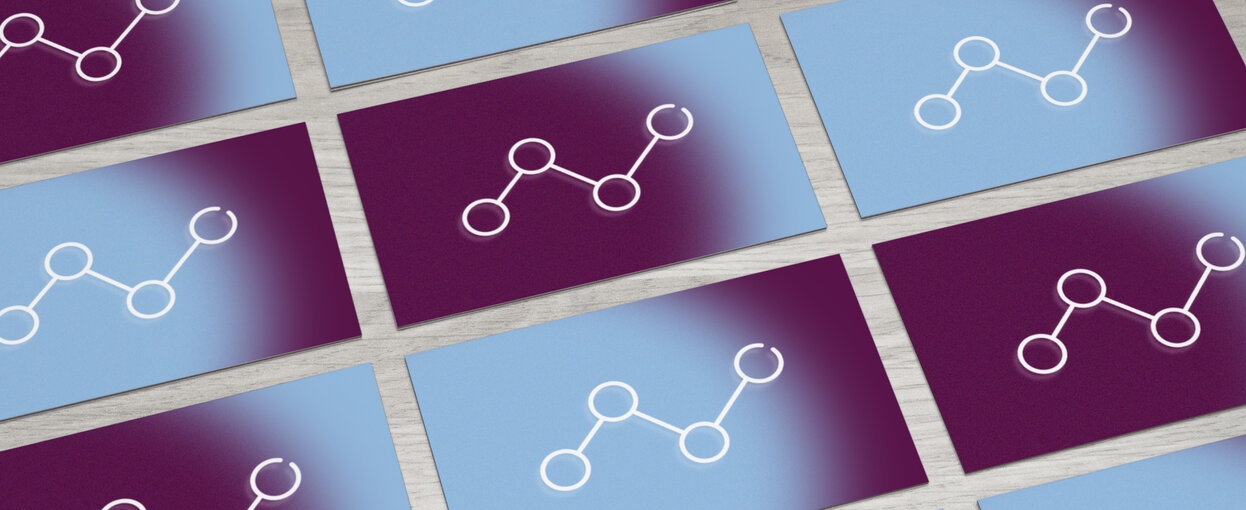 Rows of cards showing a connected line graph