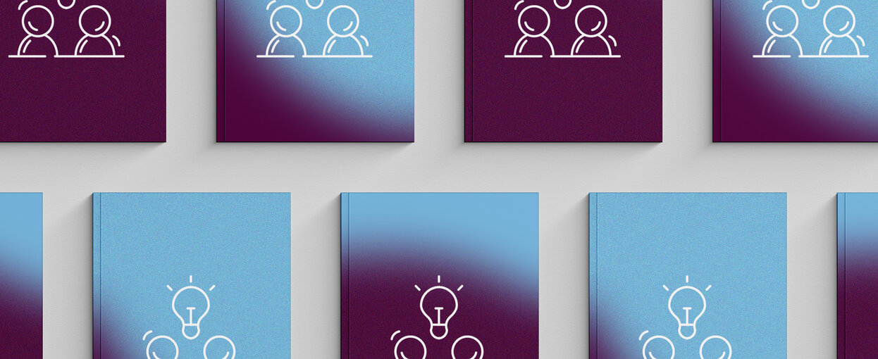 Rows of cards showing people and lightbulb icons
