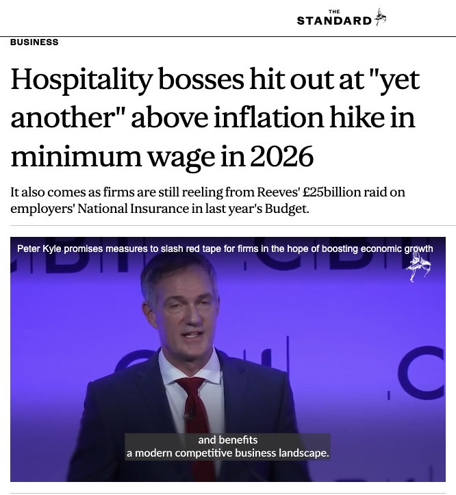 Bosses hit out at "another" above inflation hike in minimum wage