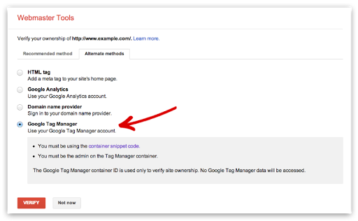 ยืนยันผ่าน Tag Manager ถ้าคุณใช้อยู่