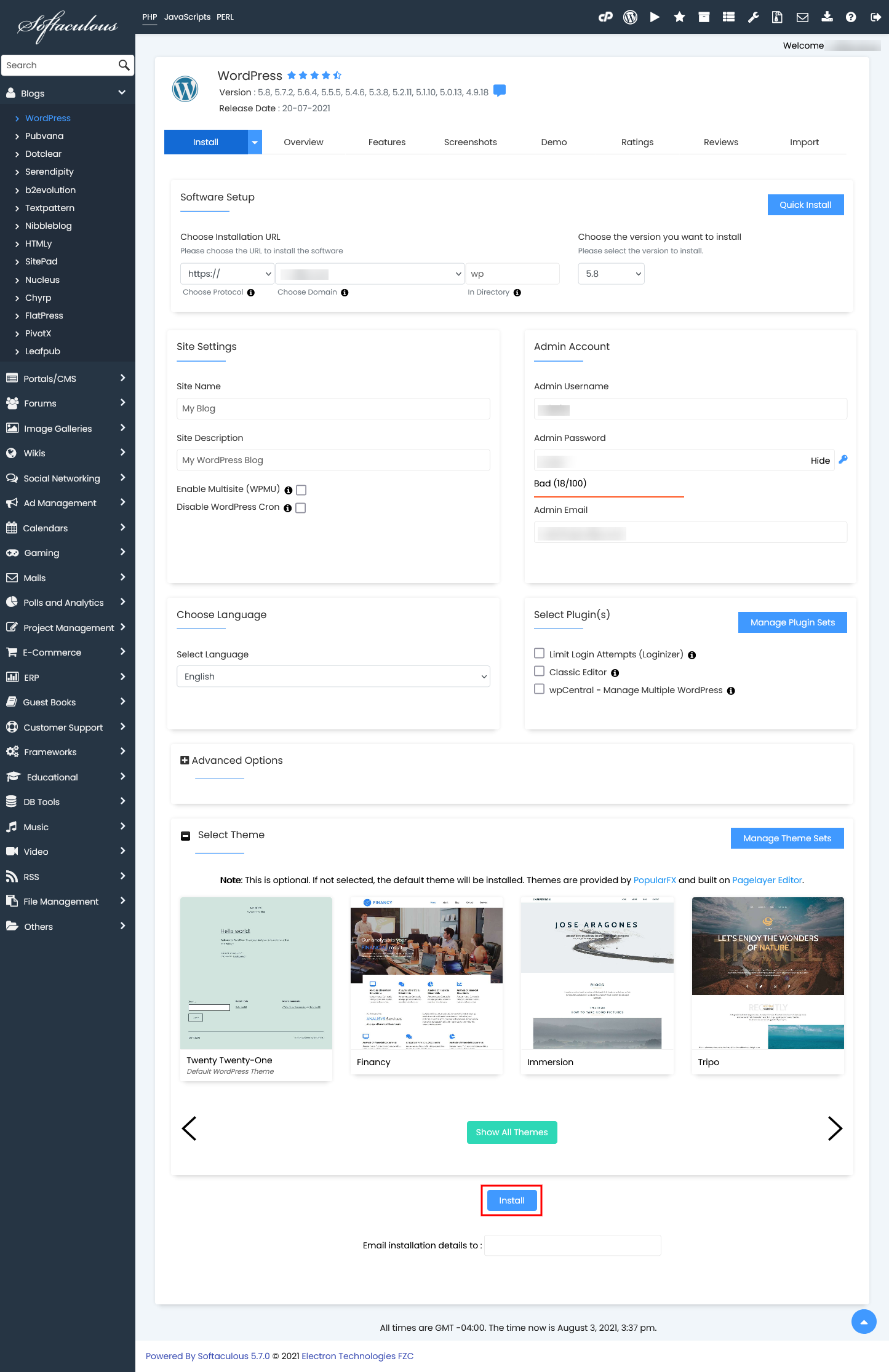เริ่มติดตั้งด้วย WordPress Installer