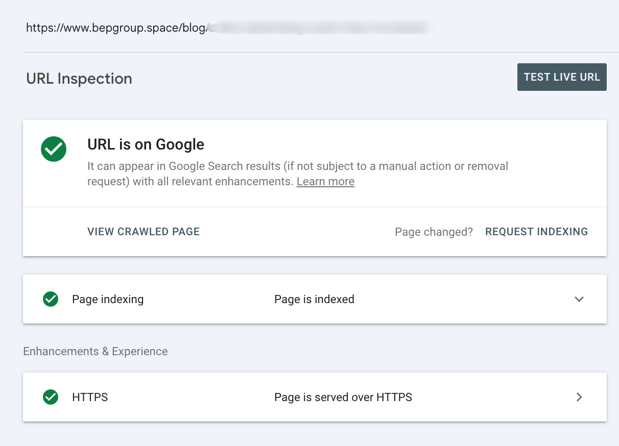 Request Index ใน Google Search Console