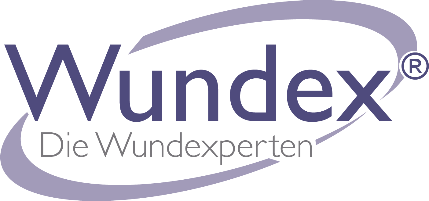 Wundex logo with text 'Die Wundexperten' and a swoosh encircling the name.