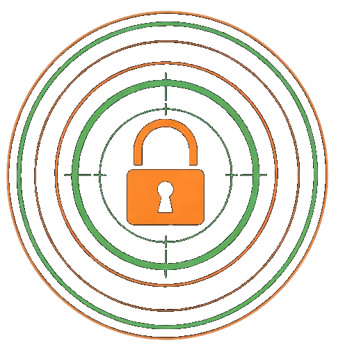 An illustration of a lock and a target