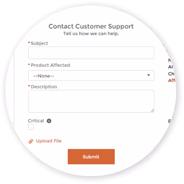 Contact Support screen