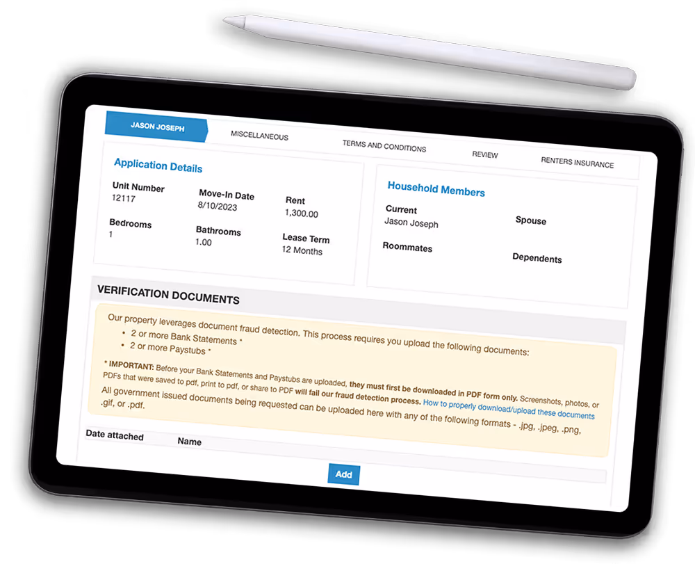 Tablet showing the ResMan Fraud Detection app