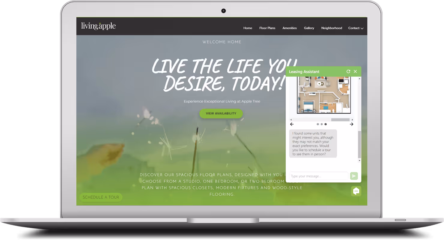 Laptop showing an example of ResMan Chatbot feature