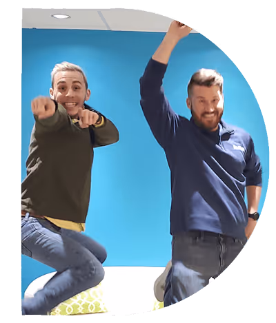 Two ResMan employees jumping