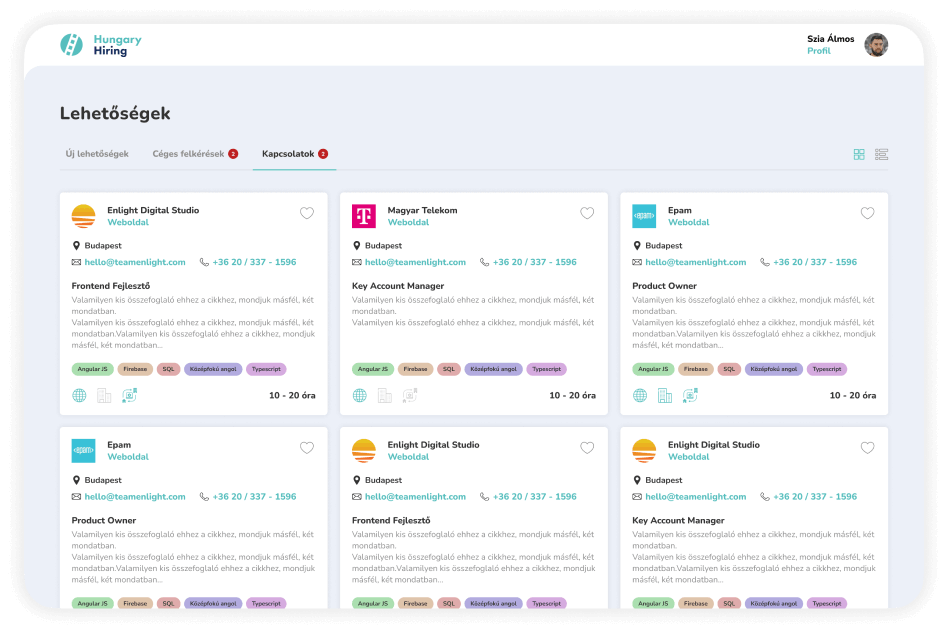 our software - job list