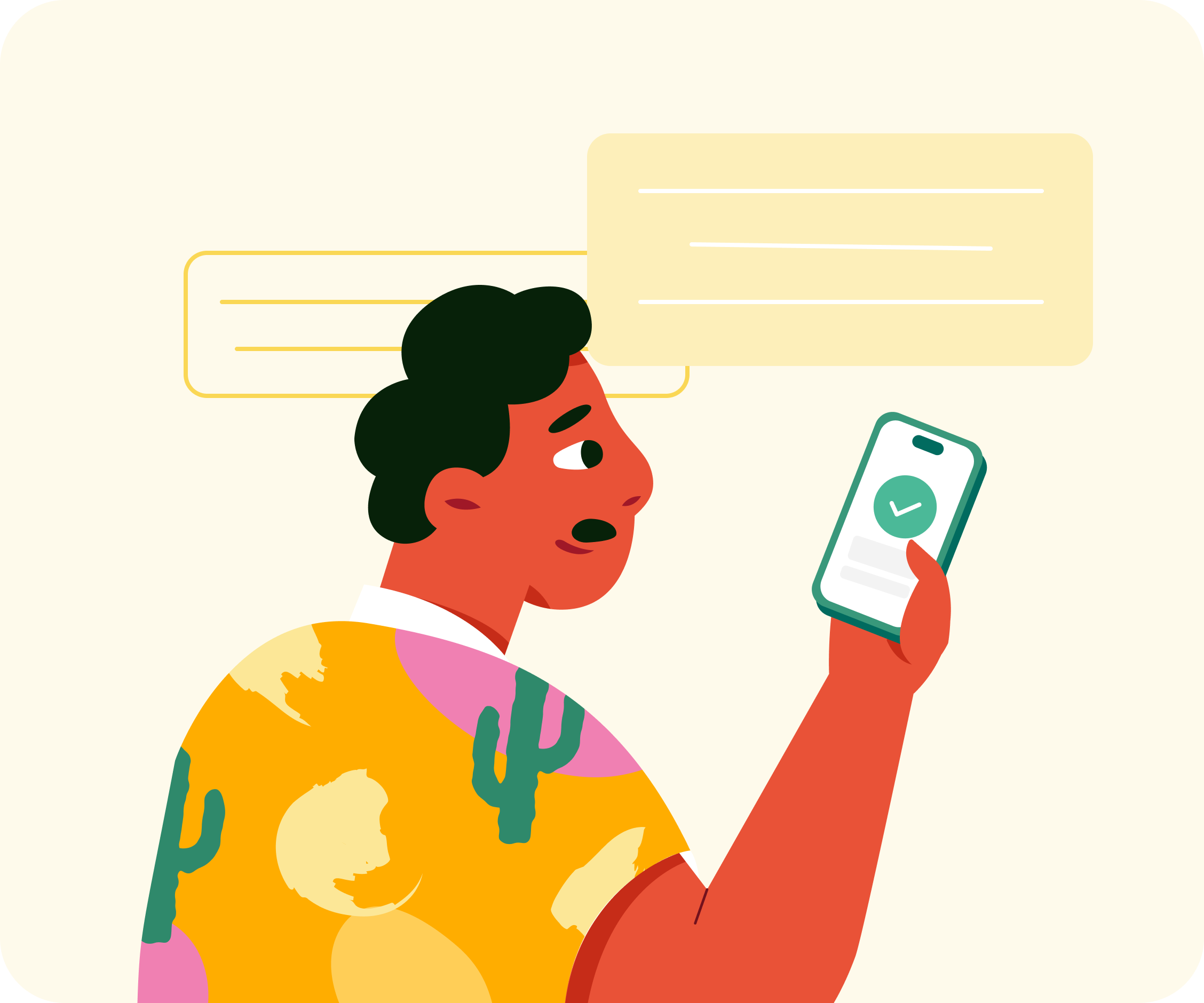 an illustration of a man holding his phone