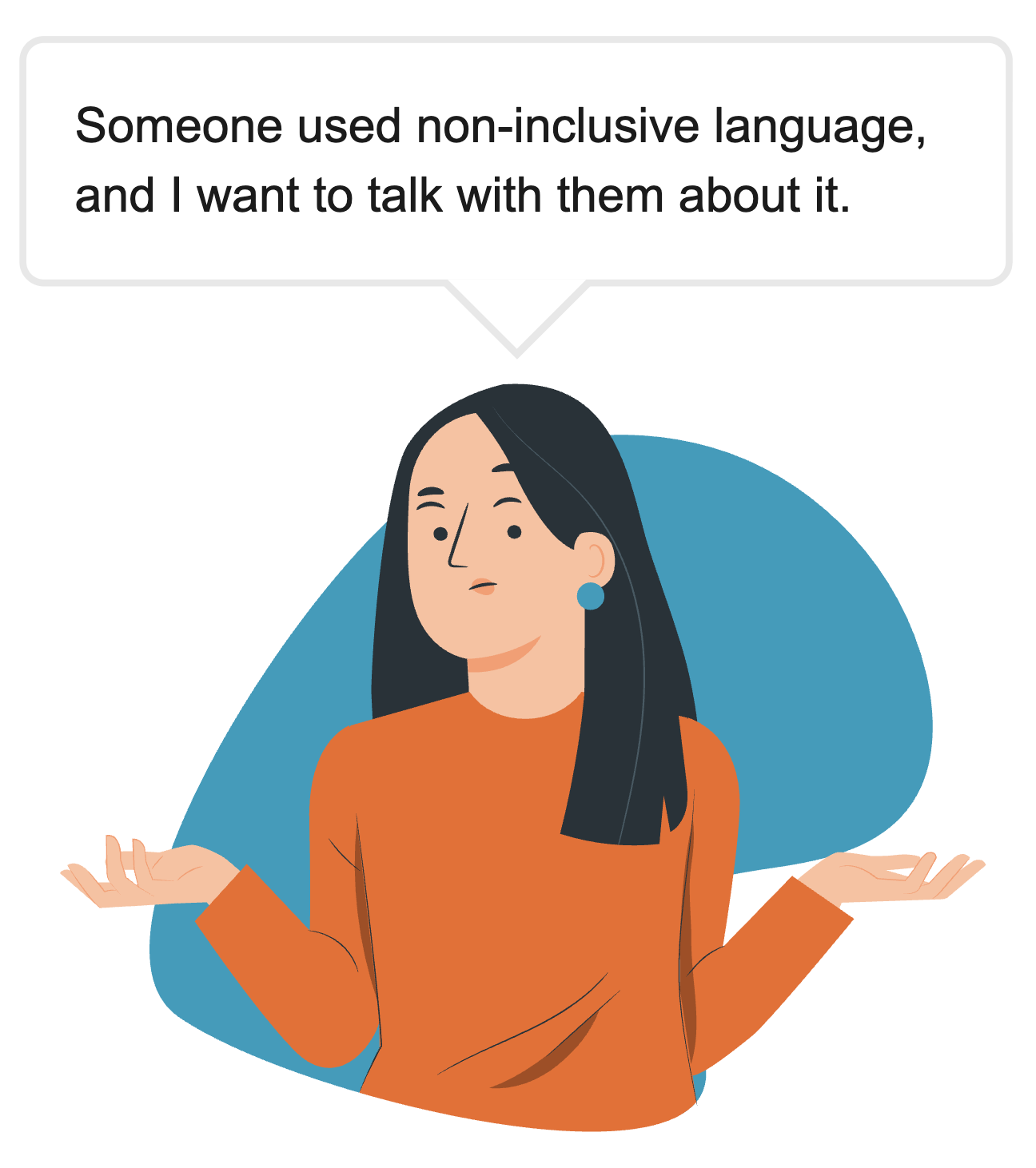 Illustration representing a situation where someone wants to address non-inclusive language.
