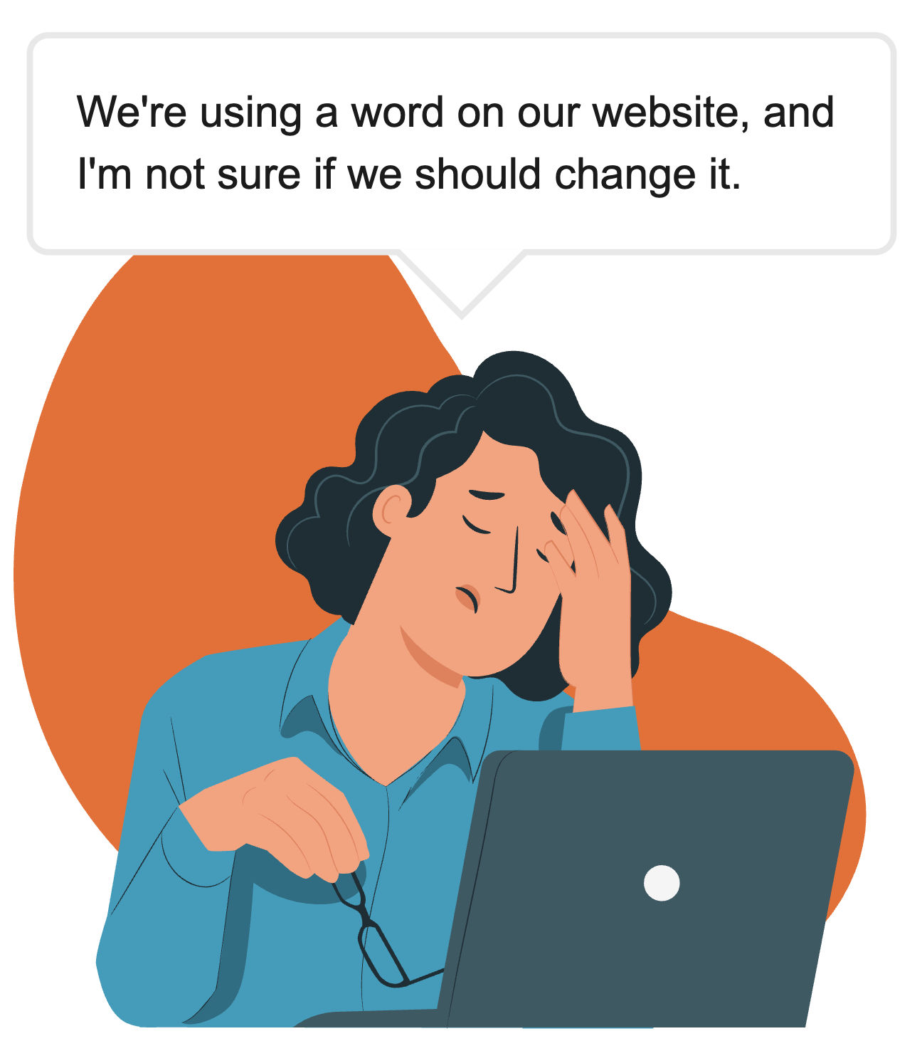 Illustration representing uncertainty about whether to change language on a website.
