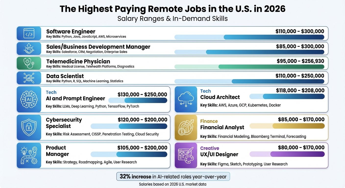 Top 10 Highest Paying Remote Jobs in the U.S. 2026 - Salary Ranges and Key Skills