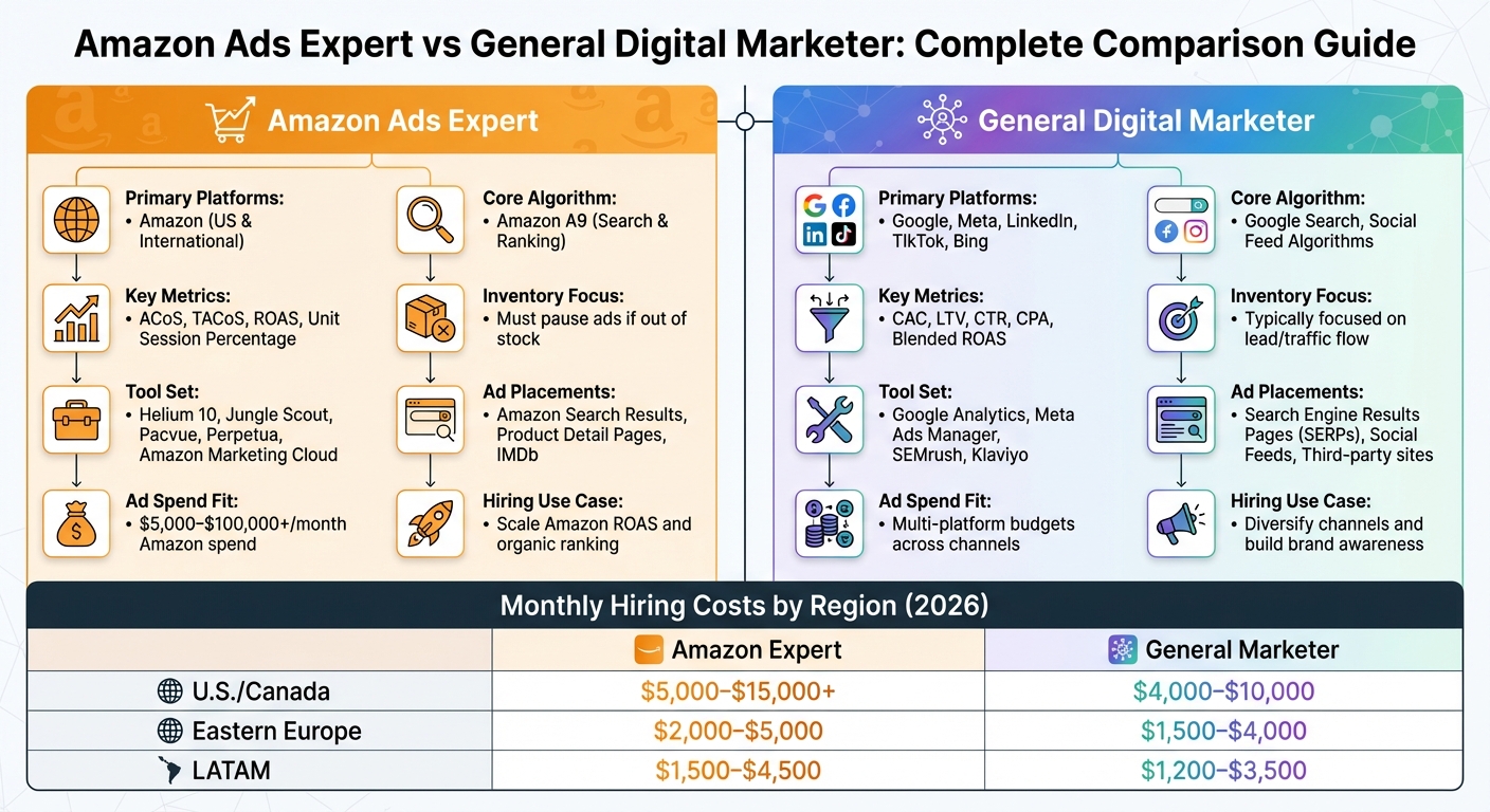 Amazon Ads Expert vs General Digital Marketer: Key Differences and Hiring Costs