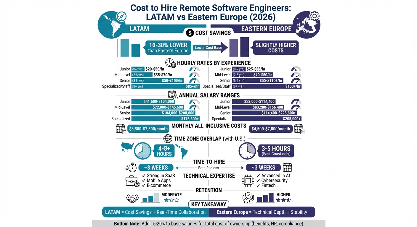 LATAM vs Eastern Europe Software Engineer Hiring Costs 2026 Comparison