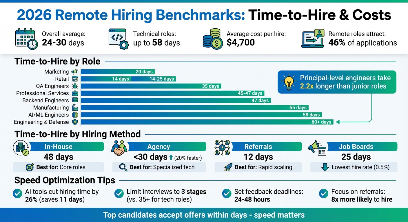 2026 Remote Hiring Benchmarks: Time-to-Hire by Role and Method