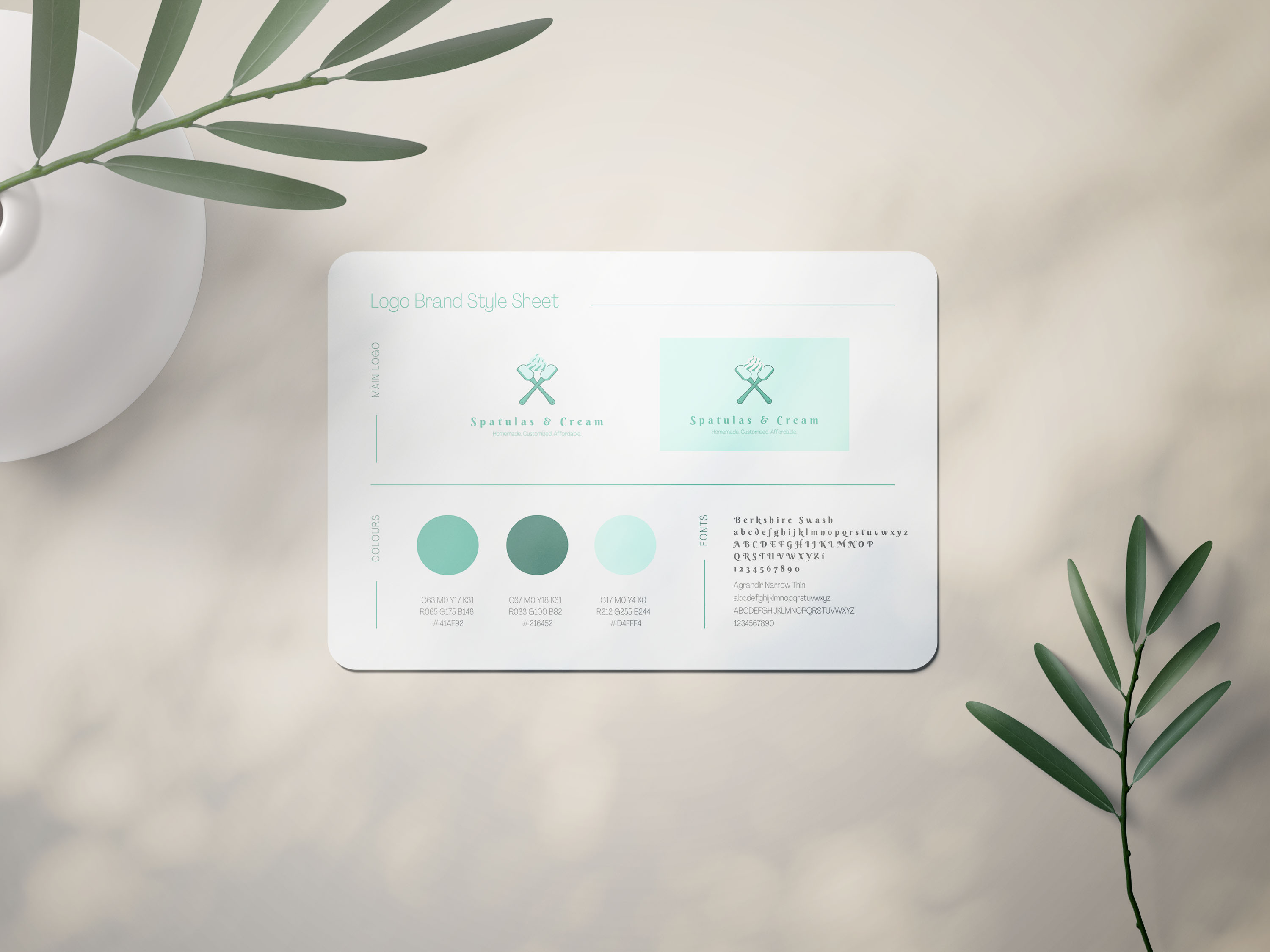 style guide for a logo with spatulas and cream