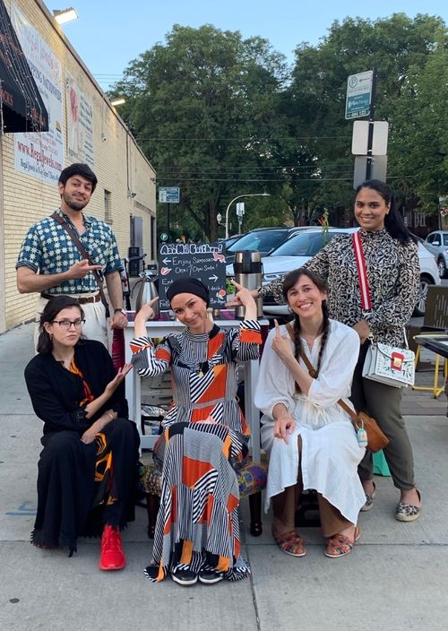 Image of a group of 5 people (Aao Mil Team members, Asad, Urooj, Munira, Amirah, Ayesha!)