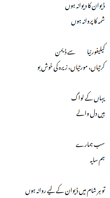An Urdu translation of a small song written for the Day on Devon zine by Zeshan B.