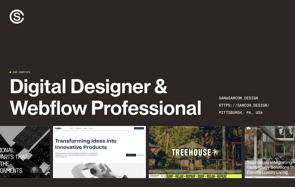 Sam Comstock, Digital Designer & Webflow Professional cover image