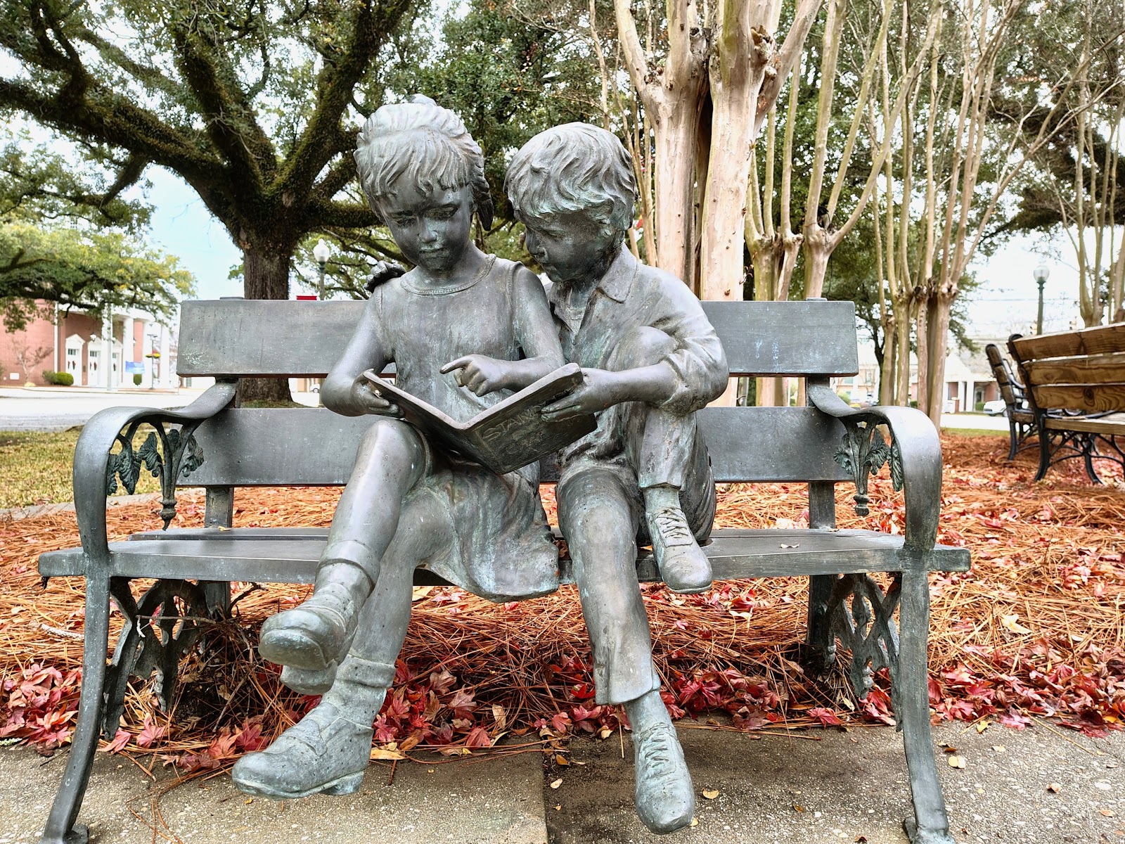 Library bench dedicated to young readers