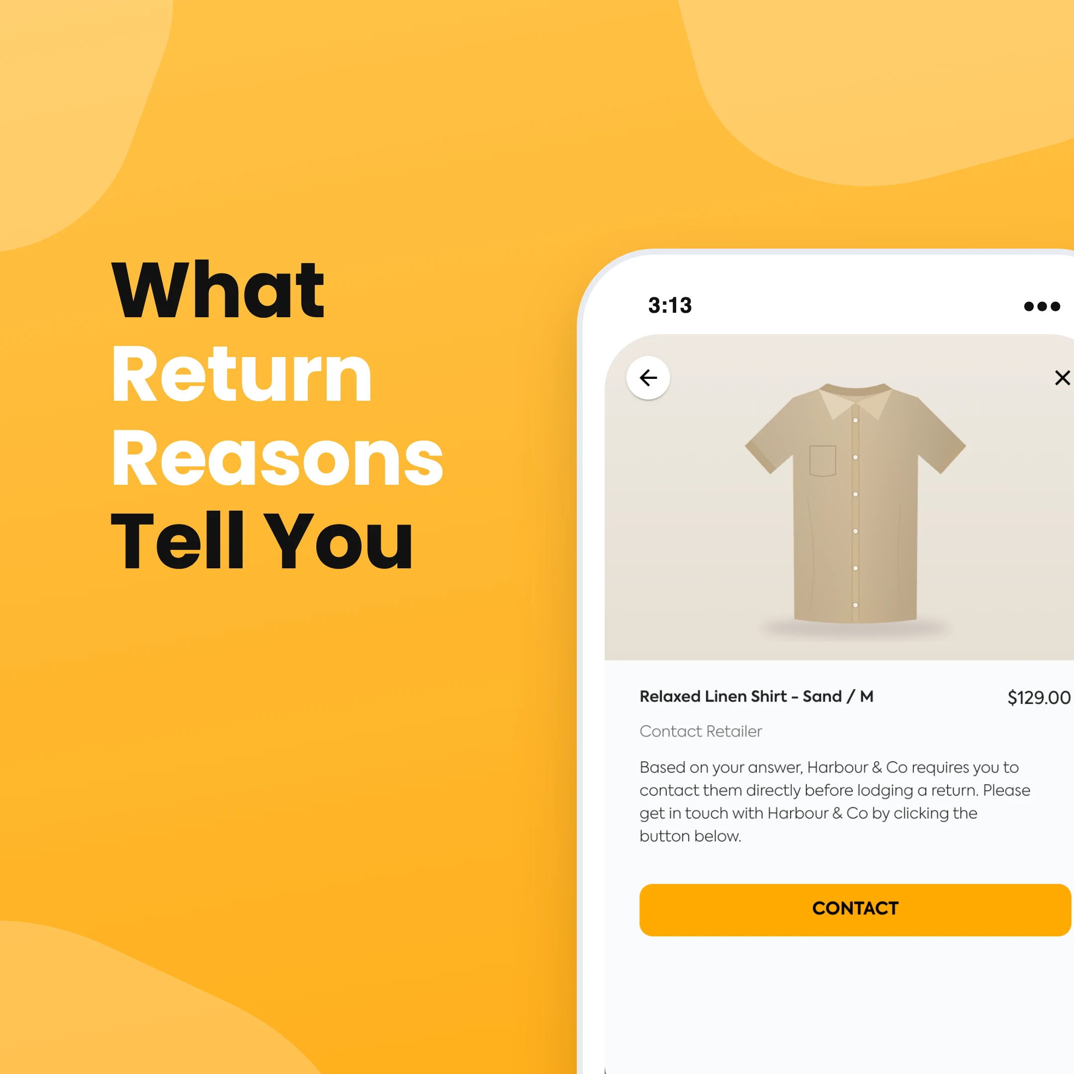 What return reasons tell you: a shopper sees a Contact Retailer screen after a blocked answer