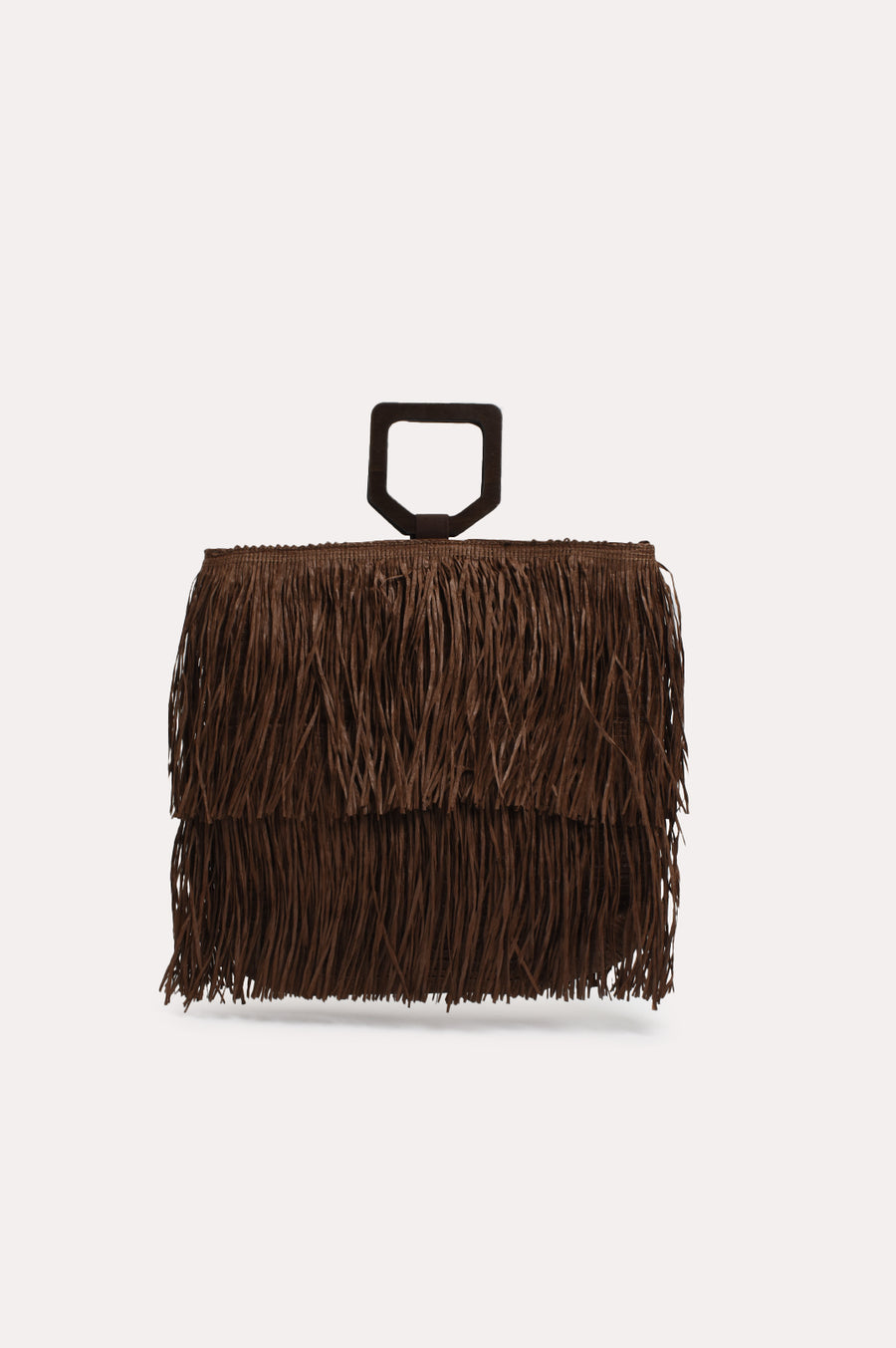 Raffia Double Fringe Tote in Choc from adorne