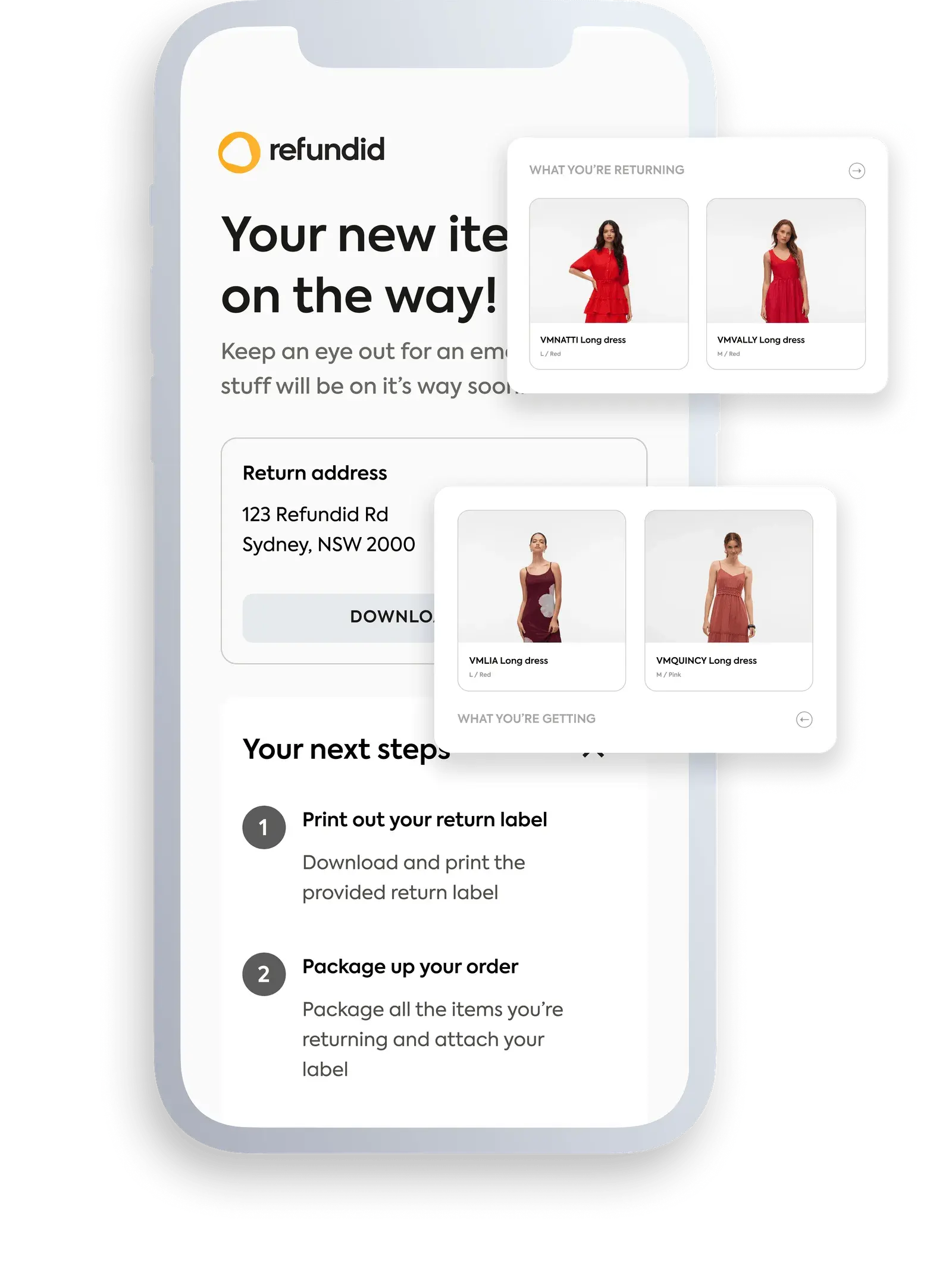 A successful instant refund through Refundid