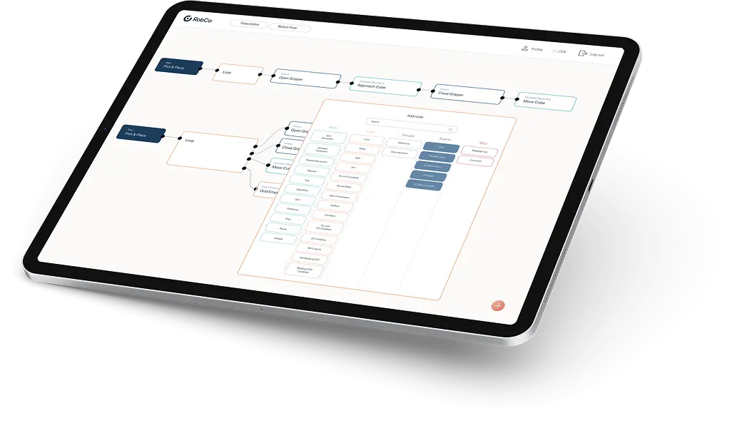 RobFlow tablet screen