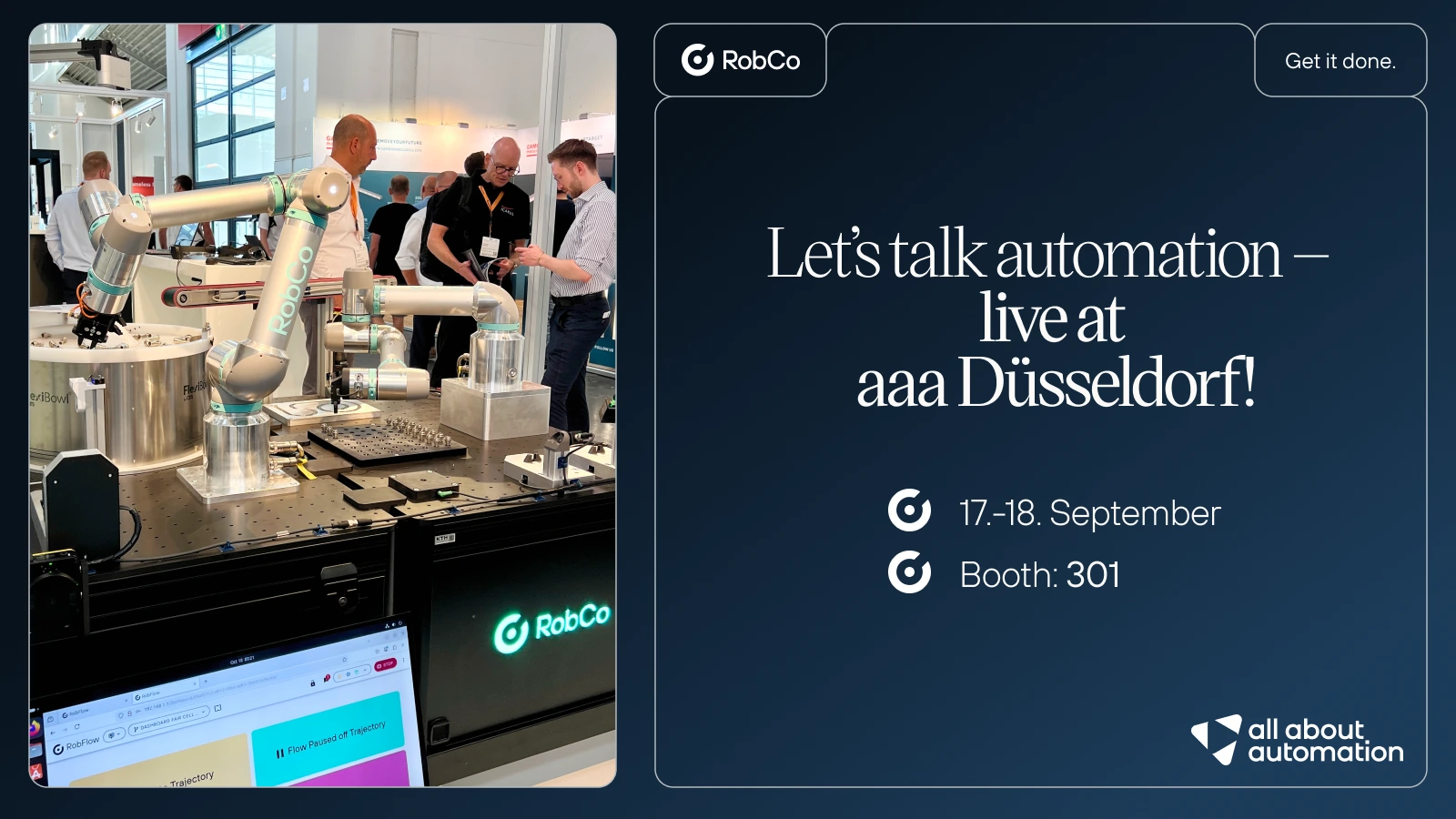 Besuchen Sie RobCo auf der all about automation in Düsseldorf!