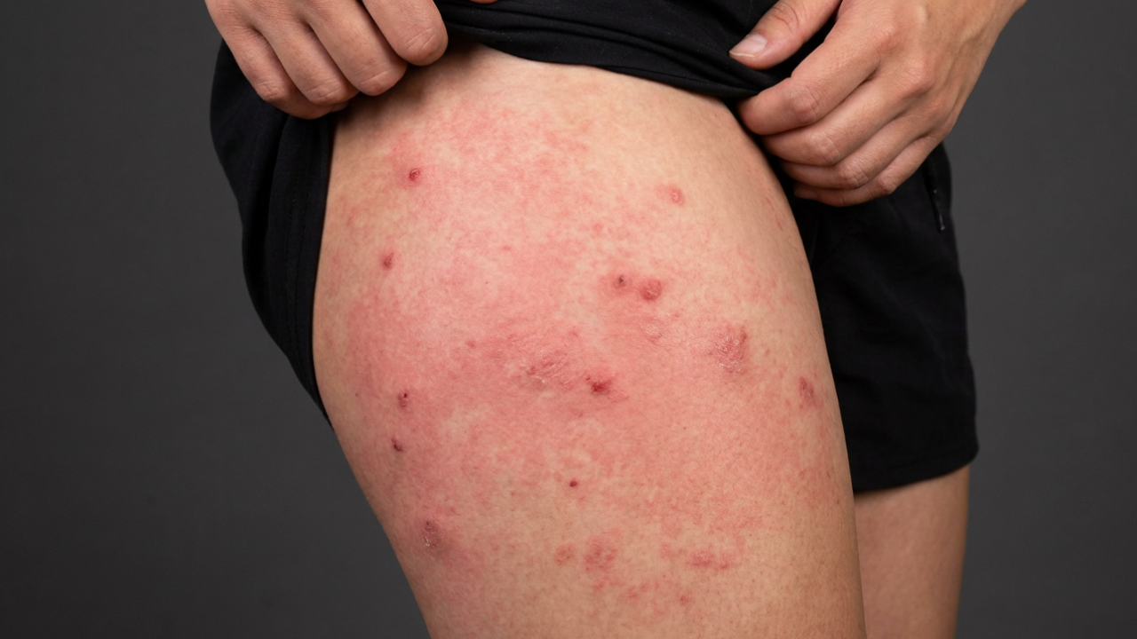 Rood, snel uitbreidend huidgebied bij ernstige bacteriële huidinfectie