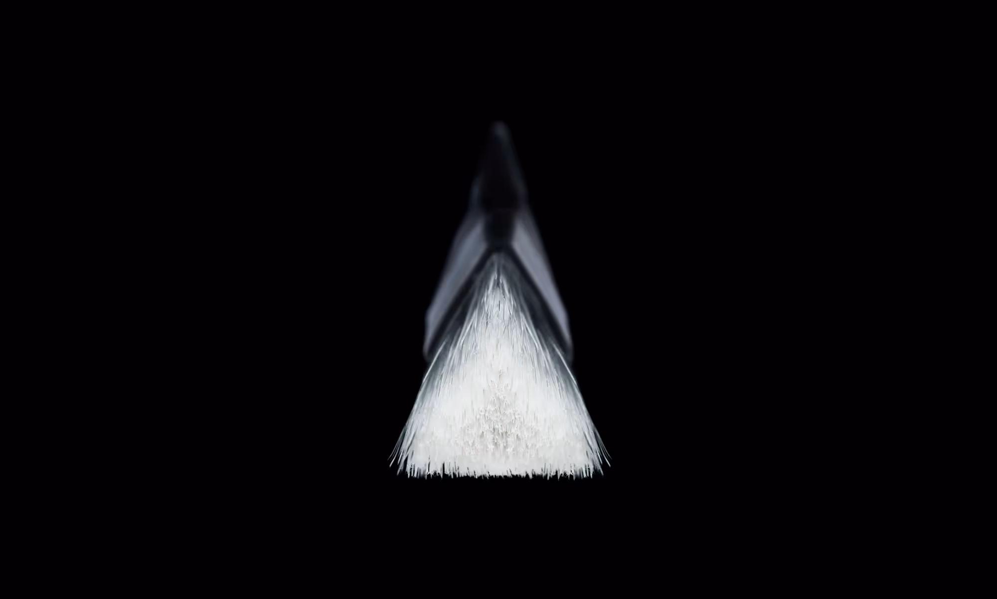 Triangular shaped bristle front of paintbrush