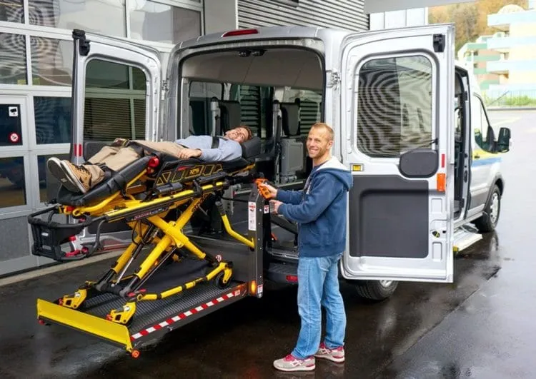 Ambulance with a stretcher for medical services