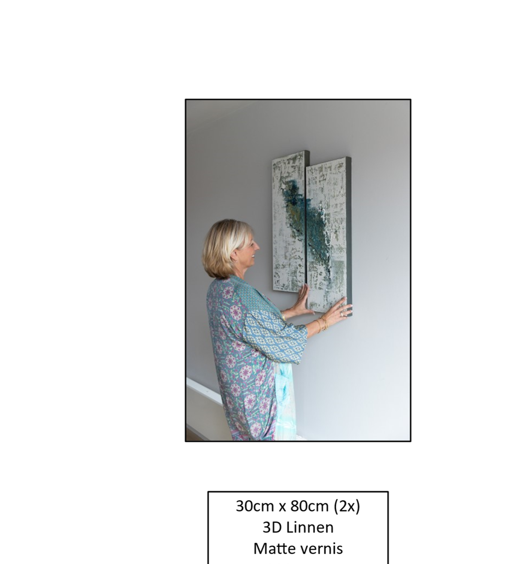 schilderij abstract 30x80 2 luik