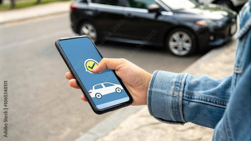 Person using a lift share mobile app