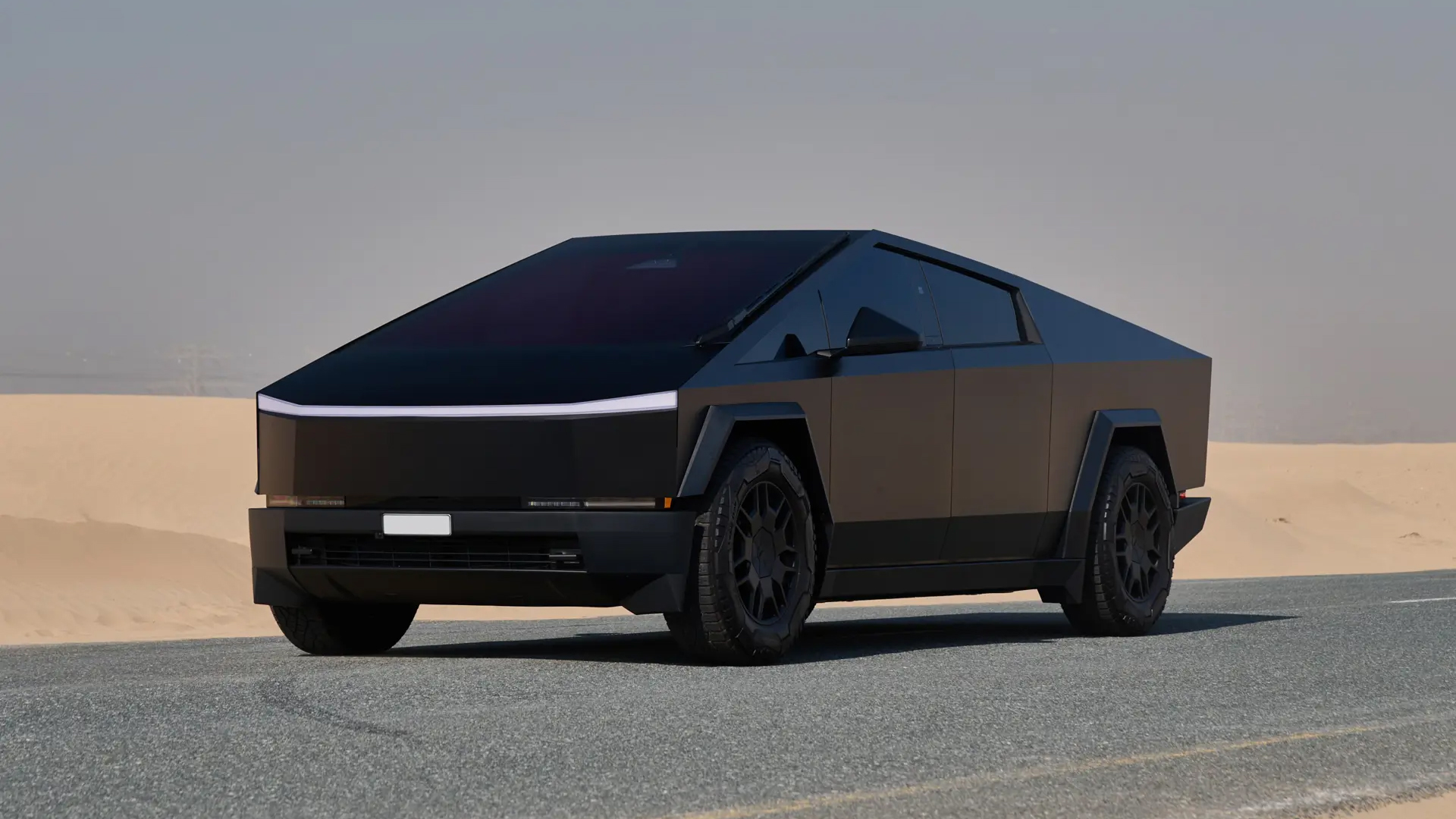 Tesla Cybertruck with satin black wrap